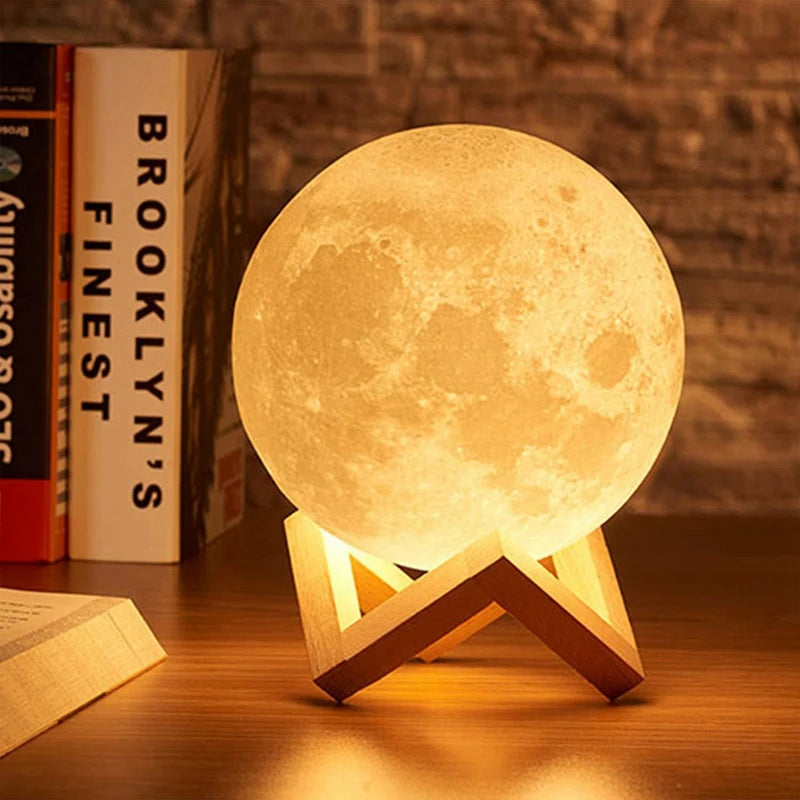 lampe table diy peinture texture lunaire blanc moderne veilleuse enfant décoration maison support bois