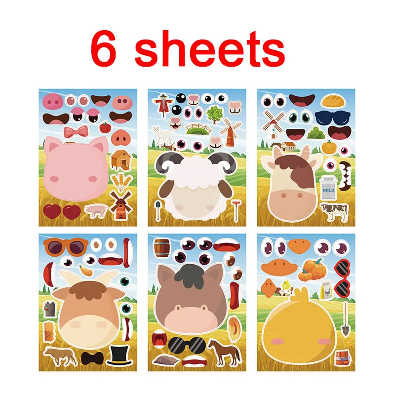 sticker animaux ferme multicolore cartoon adhésif diy activités enfants garçons filles fournitures bricolage artisanal
