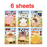 sticker animaux ferme multicolore cartoon adhésif diy activités enfants garçons filles fournitures bricolage artisanal