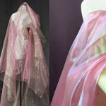 tissu organza holographique rose violet bleu clair vert clair moderne semi transparent polyester