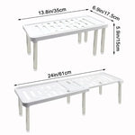 étagère cuisine rétractable blanc gris moderne perforations pieds métalliques bouteilles épices appareils électroménagers