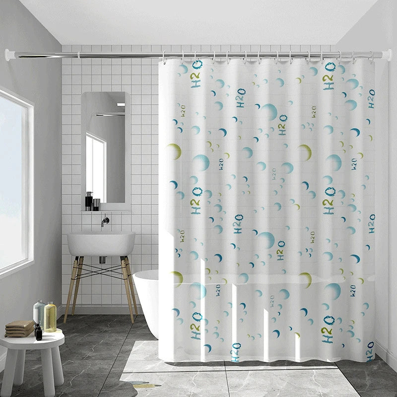 rideau douche moderne opacité bulles triangles blanc bleu vert jaune