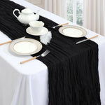 table chemin moderne élégante crêpe plissée noir polyester maison 90x180cm 90x300cm