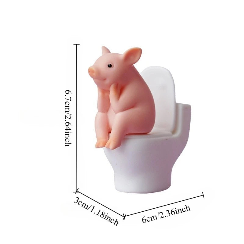 figurine porc rose toilette décoration murale moderne eclectic pvc