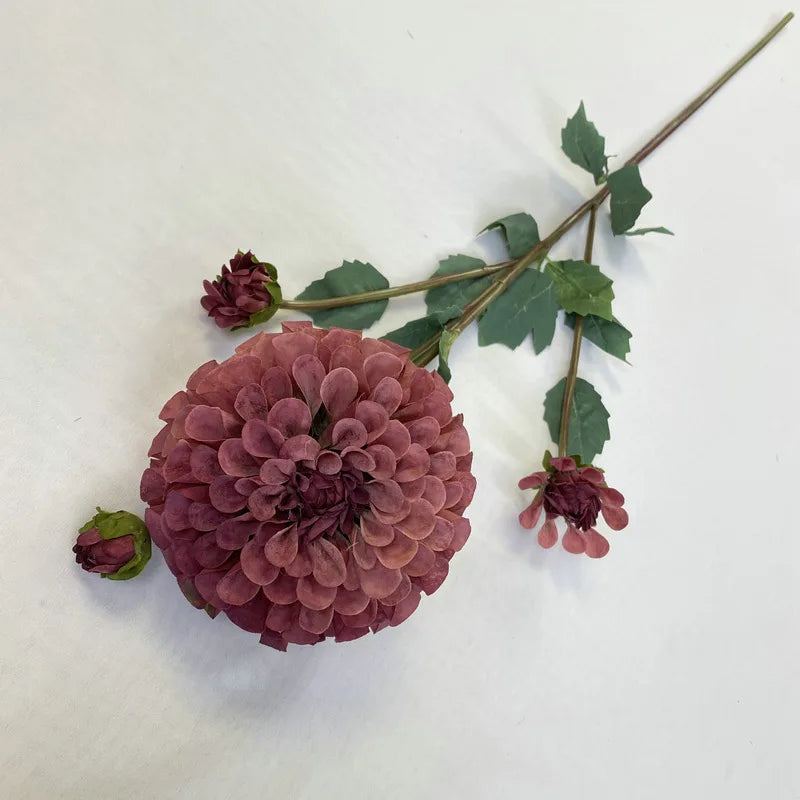 bouquet fleurs artificielles dahlias orange rouge violet intérieur décoration moderne minimaliste