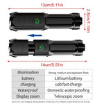 lampe torche télescopique noire moderne chargeur usb portable zoom éclairage camping