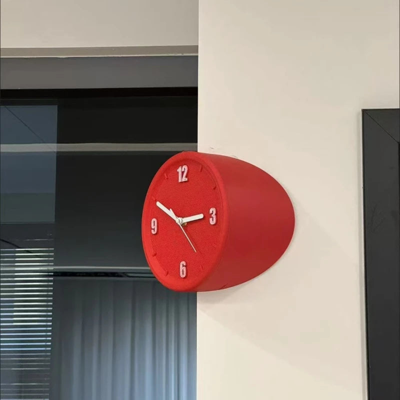 horloge murale rouge moderne aiguille quartz résine fixée sans perforations silencieuseDecorationMurale