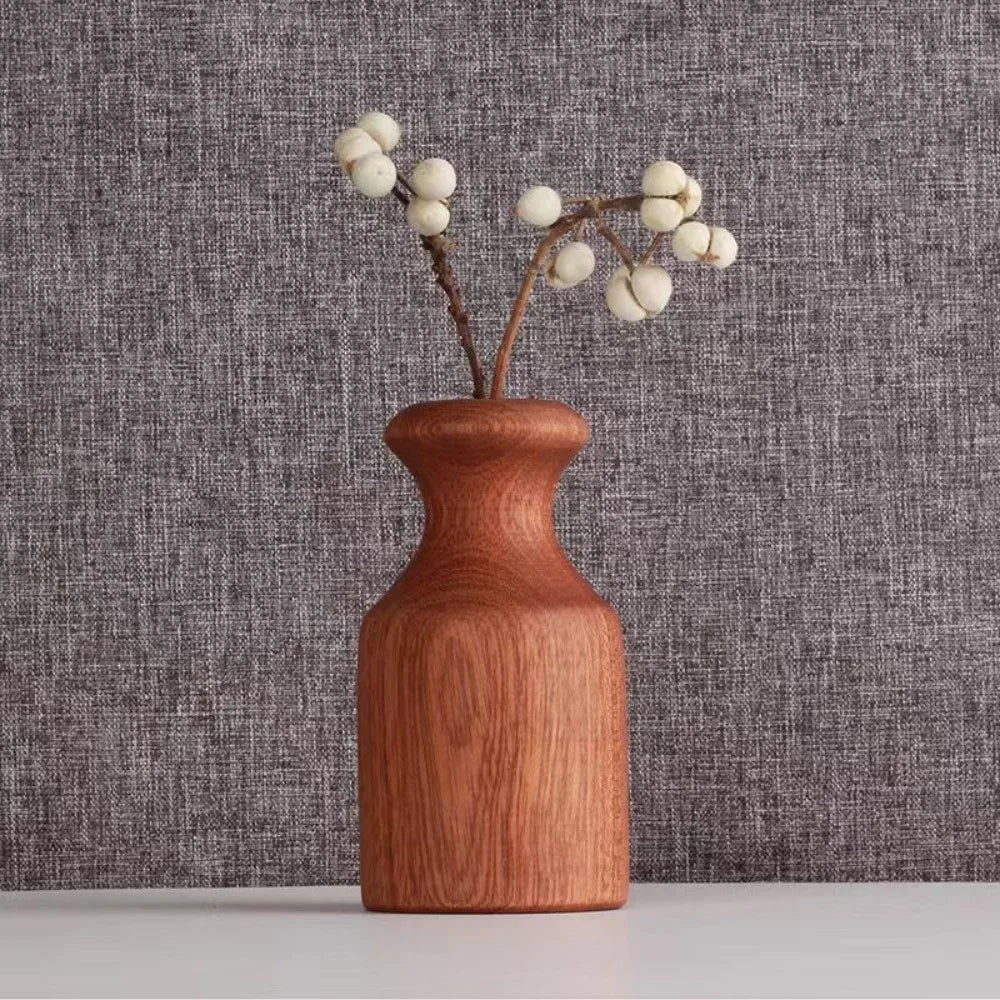 vase bois marron minimaliste décoration table maison marguerites coton rustic japonais
