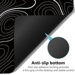 tapis souris moderne noir motif géométrique adhésif antidérapant caoutchouc large gaming