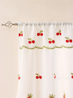 rideau brodé fruits transparent rustique couleur rouge blanc vert cuisine fenêtre