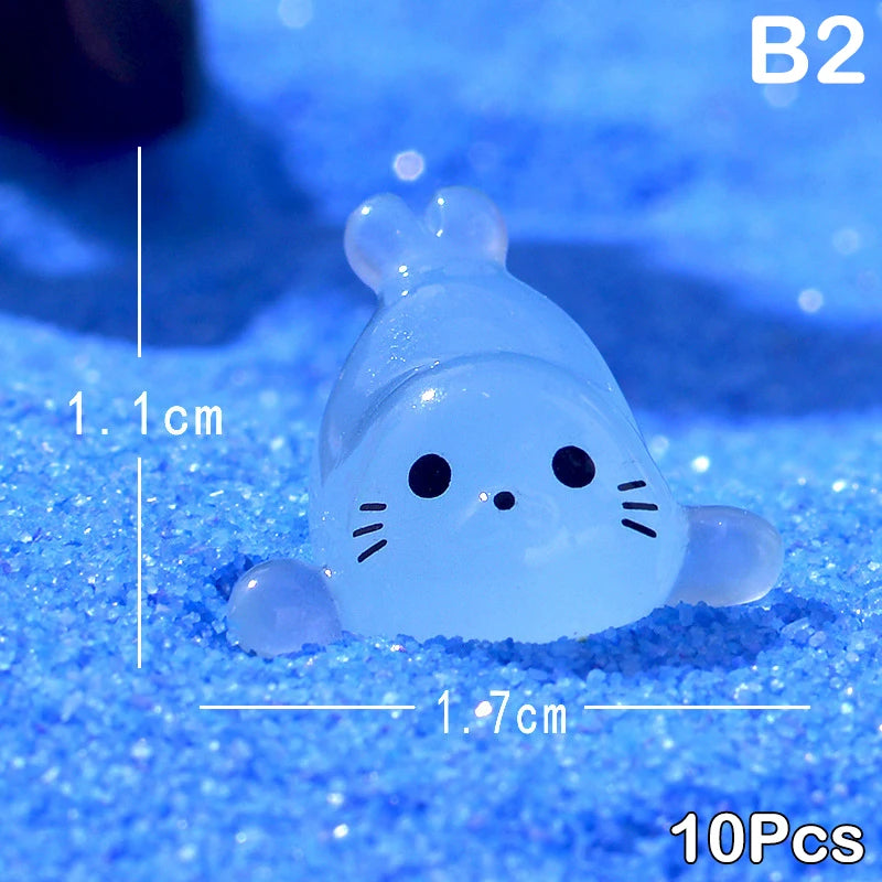 figurines baleines blancs translucides cartoon yeux narines ornement bricolage accessoires jardin nocturne lueur