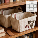panier rectangulaire rustique motifs carreaux rayures texturé rose beige violet vert blanc