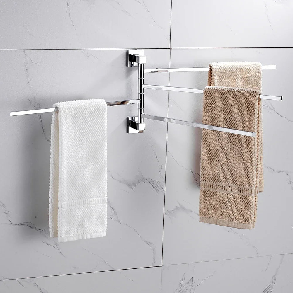 porte serviettes mural chrome acier inoxydable moderne barres rotatives fixations vis