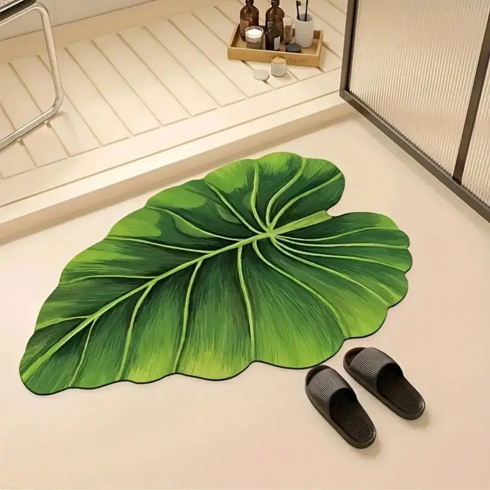 tapis sol antidérapant vert feuilles moderne résistant décoloration lavable usage multipleextérieur cuisine