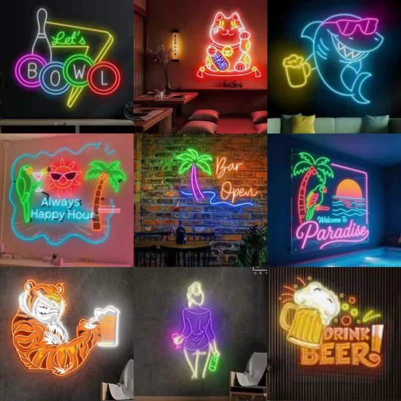 Enseigne lumineuse LED rouge pour décoration murale