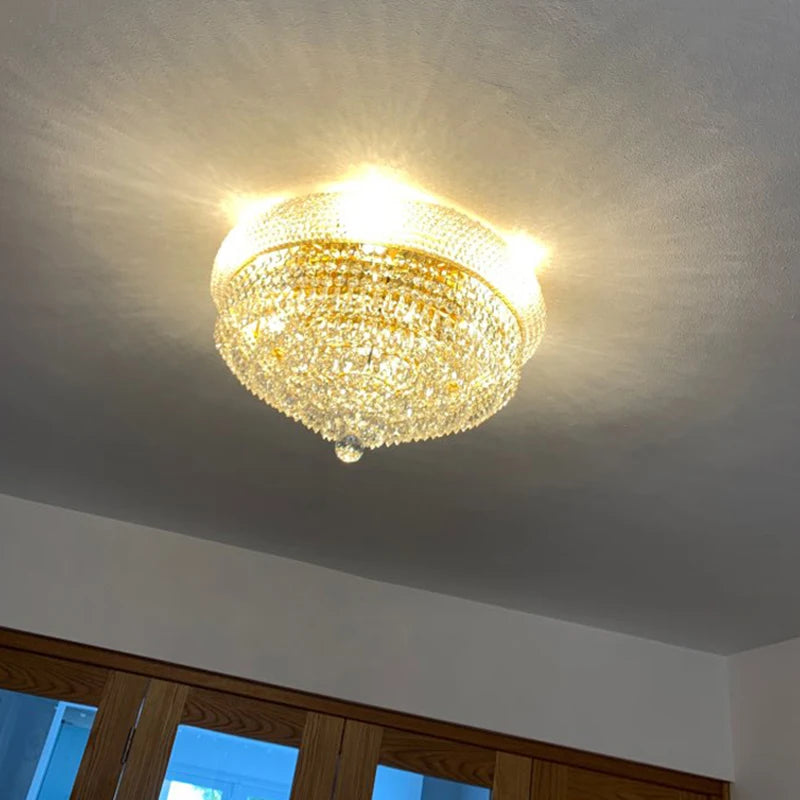 lustre led doré cristal élégant intérieur salon cuisine transparentes fixations invisibles