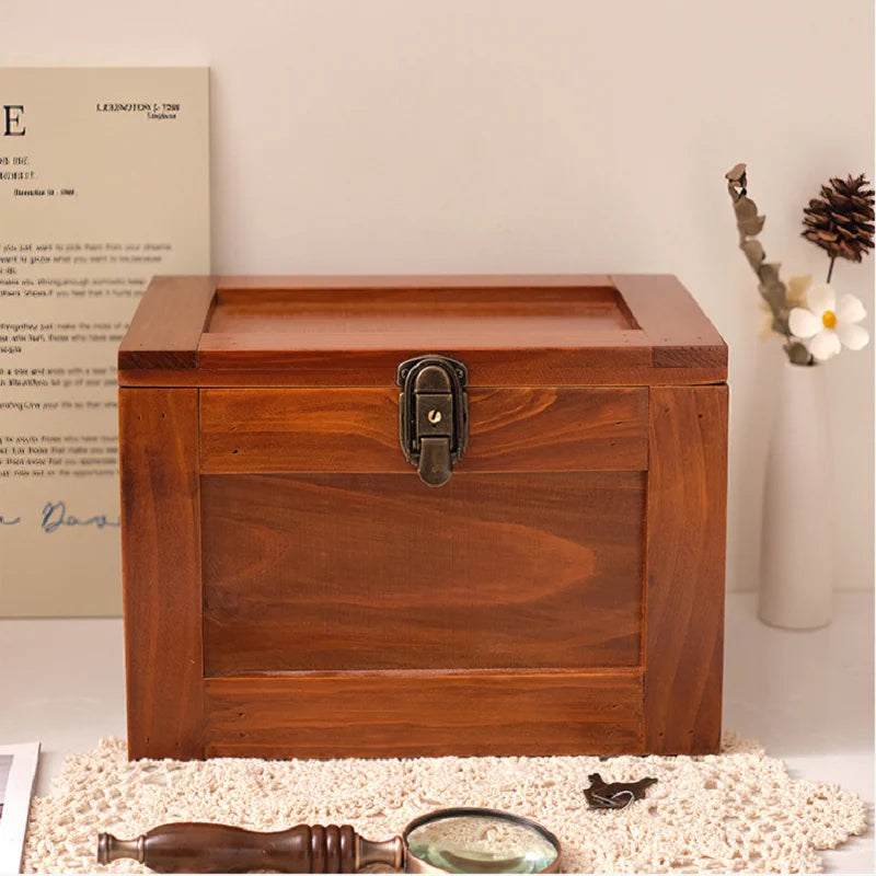 coffre bijoux bois marron clair vintage rétro nordique loquet clé sécurisé rangement articles divers