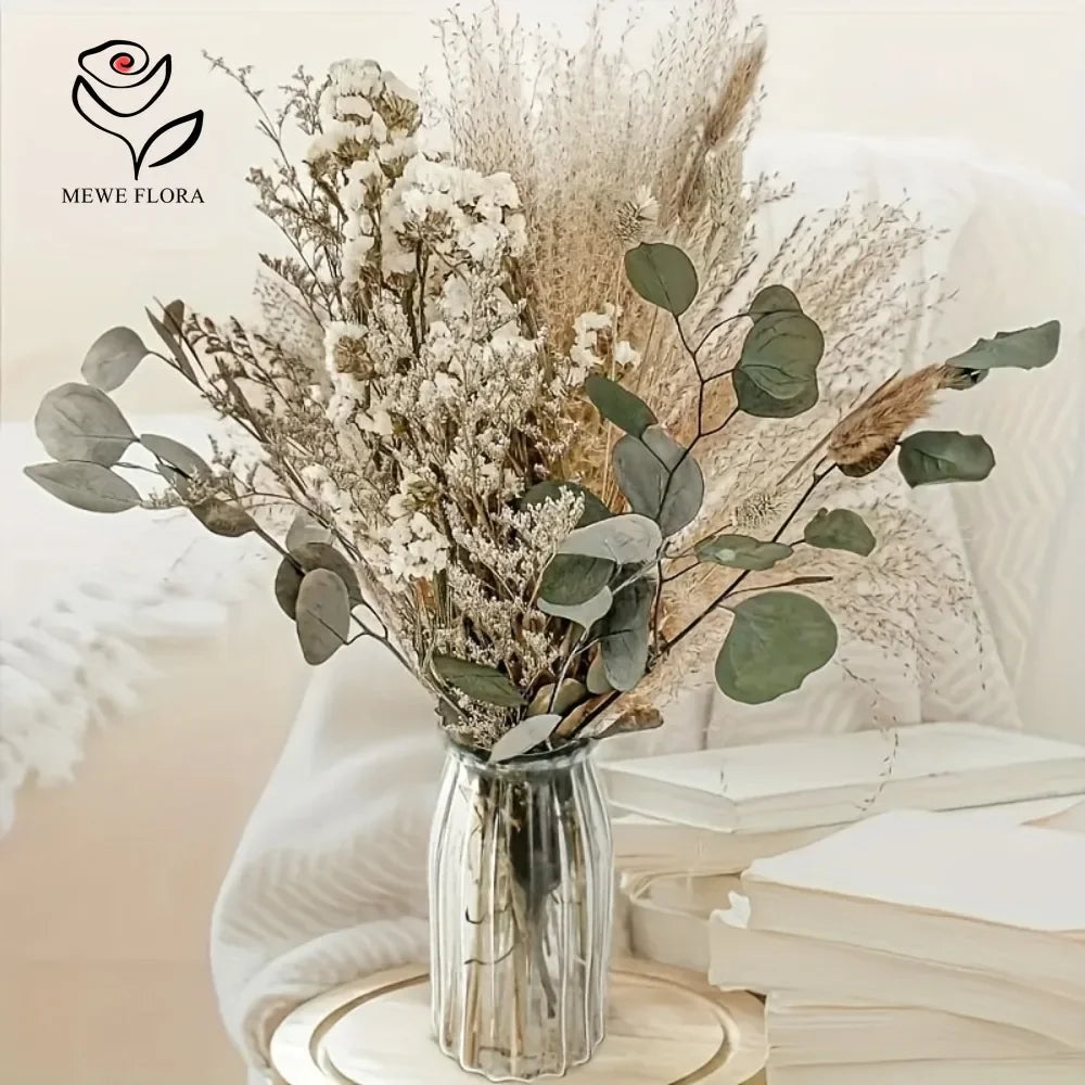 bouquet fleurs séchées naturelles décoration maison blanc beige vert rustic