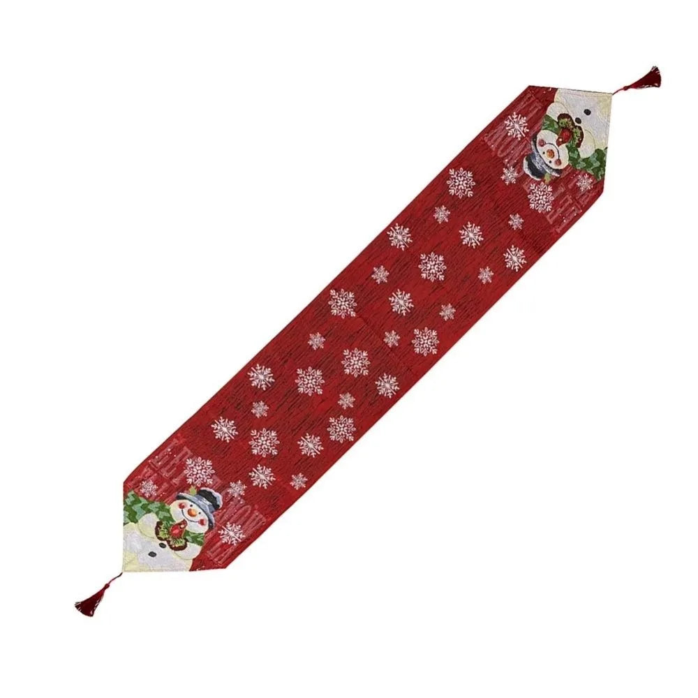 tableau chemin table noël flocons neige bonhomme merry christmas rouge blanc vert festive
