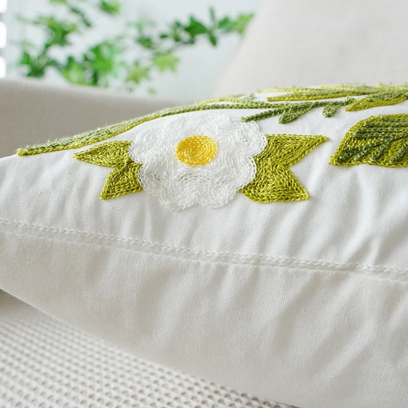 taies d'oreiller jacquard brodé fleurs cœurs LOVE divers couleurs décoration intérieure romantique printemps