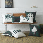 housse coussin tartan vert flocon arbre noël décoration maison festive polyester moderne