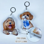coussin personnalisable chien expressions marron clair porte clés anniversaire halloween festival amusant mini cadeau