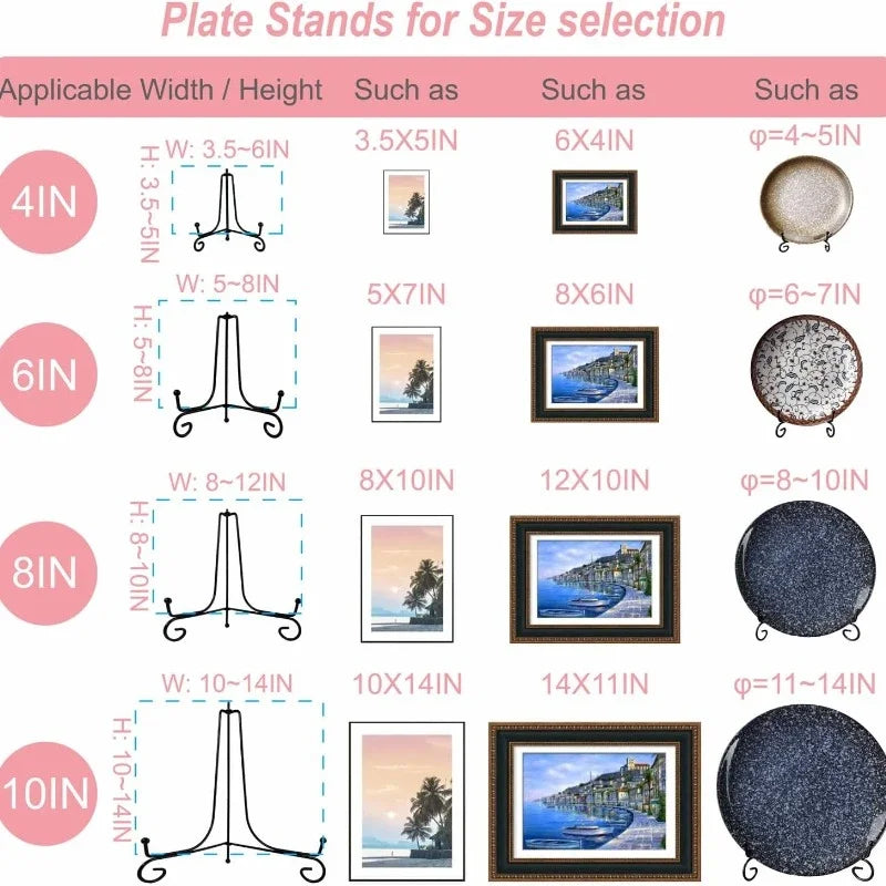 support assiettes noir spirale moderne boutons pieds différentes tailles assiettes compatible présentoir