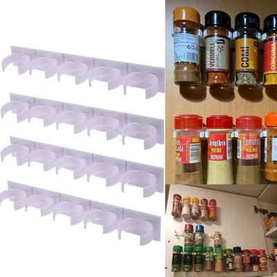 Support mural pour épices avec clips ajustables en gris clair