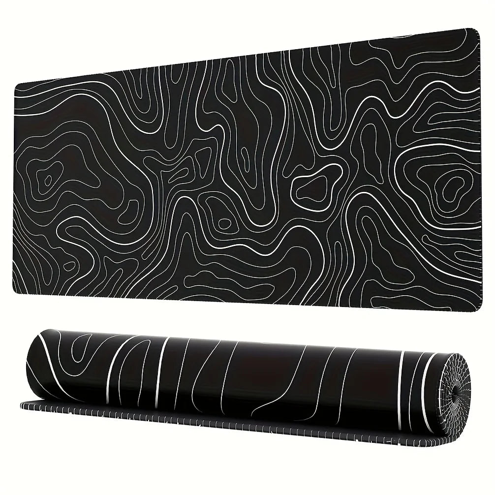 tapis souris noir blanc lignes abstrait moderne antidérapant grande taille gaming