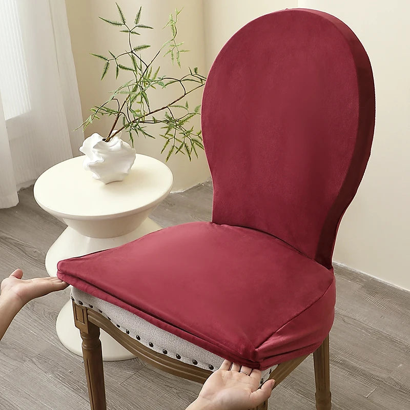 Housse chaise velours gris classique protection mariage banquet maison