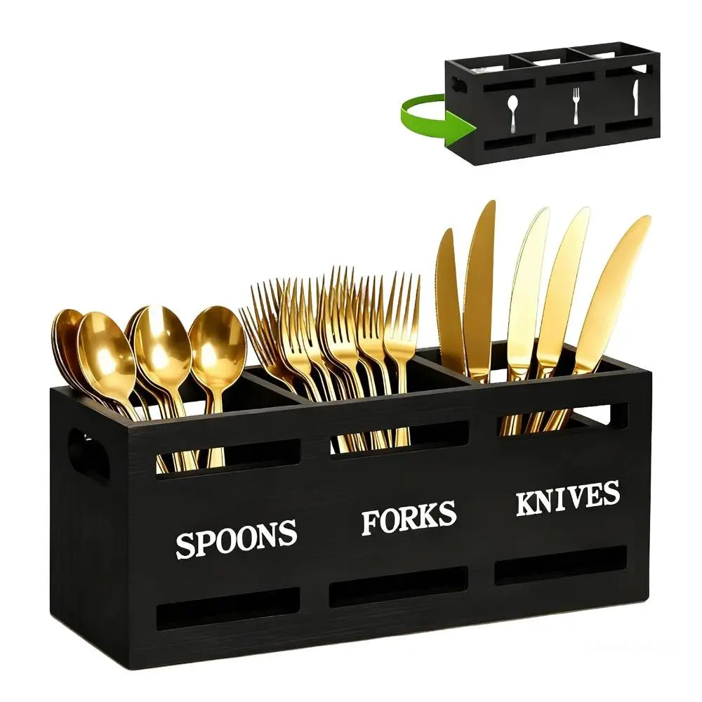 porte couverts réutilissables rangement cuillères fourchettes couteaux bois moderne spoons forks knives étagère cuisine