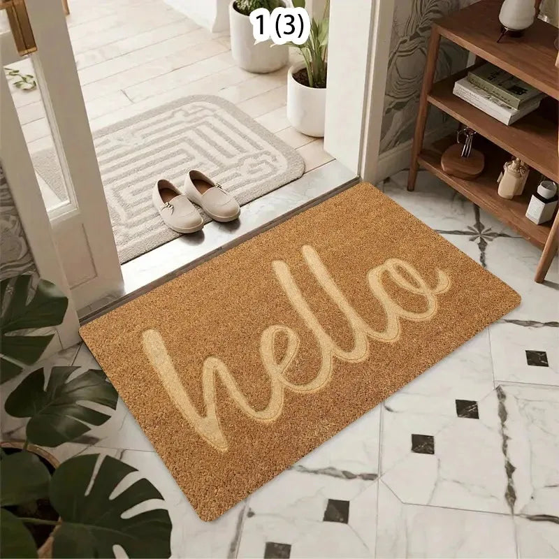 tapis d'entrée marron clair noir motif géométrique moderne imperméable couloir garage sol
