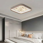 plafonnier led moderne blanc doré texture marbrée effet nuage brume surface interrupteur bouton remote