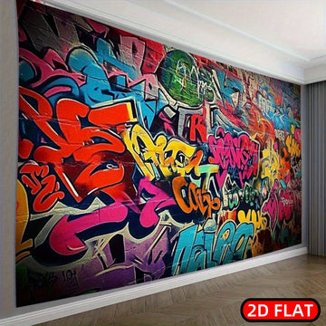papier peint mural moderne graffiti multicolore clips agrafes inclusion urbain vibrant chambrecoration murale