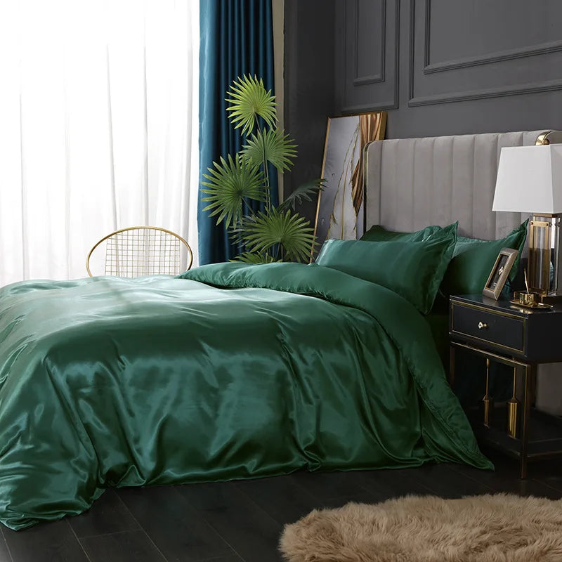 Housse de couette satinée grise pour lit simple