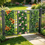 panneau mural végétal feuilles fleurs artificielles clips moderne décoration extérieure vert orange rose blanc