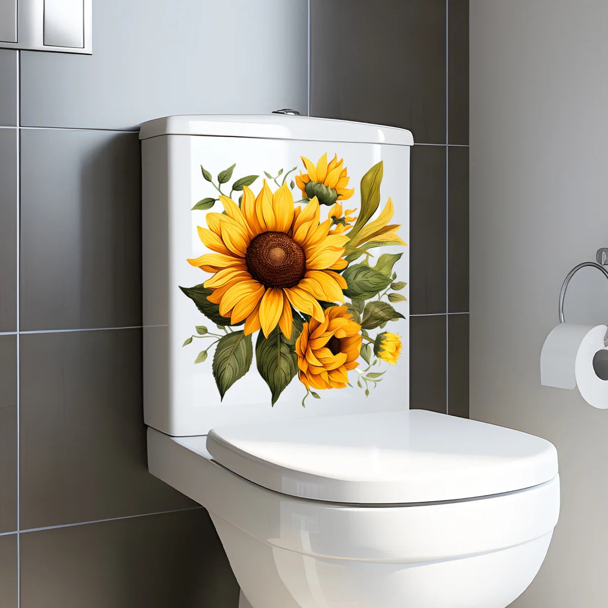 stickers decoratifs fleurs tournesols feuilles art floral stickers toilette stickers murals stickers pvc stickers