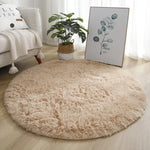 tapis rond doux moderne peluche blanc rose bleu gris beige maison salon chambreextérieur