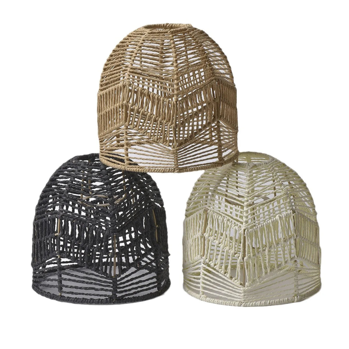 abat jour tressé bohème semi transparent chevron naturel suspension chambre restaurant