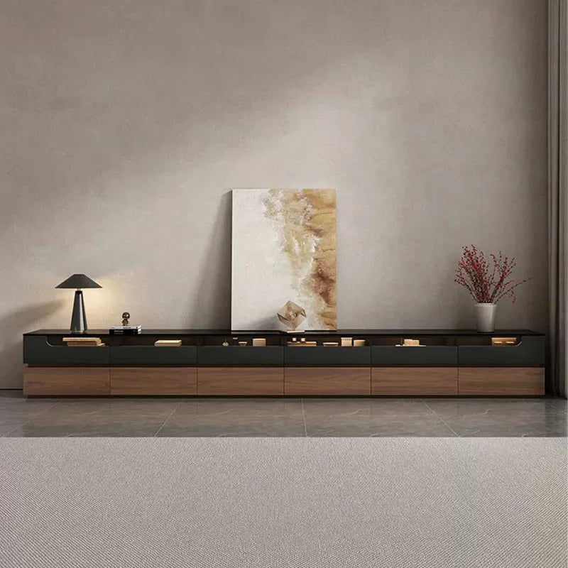 meuble tv moderne mdf noir bois naturel support télé 160cm assemblage facile salon