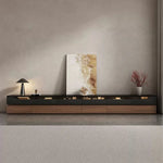 meuble tv moderne mdf noir bois naturel support télé 160cm assemblage facile salon