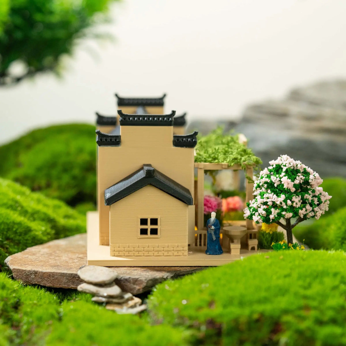 décoration miniature maison asiatique végétation artificielle figurines traditionnelles LED éclairageextérieur jardin tdaH