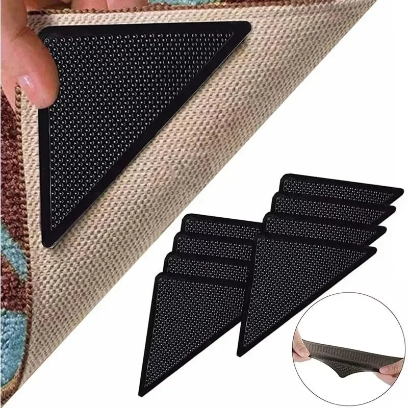 protections anti dérapantes adhésives tapis meubles noires beiges rouges triangles texturés intérieur 12pcs 11cm