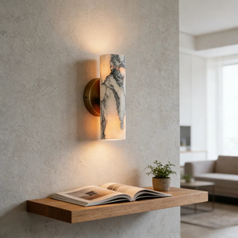 lampe murale moderne marbre blanc gris noir éclairage quotidien chambre entrée étude