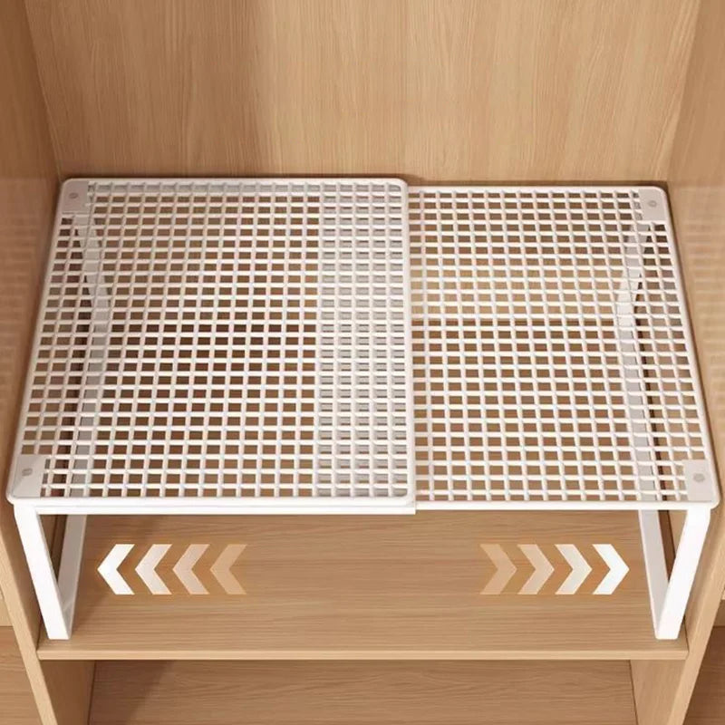 étagère rangement extensible métal blanc moderne grille fixée clips armoire