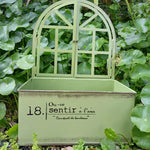 Bac fleurs métal vintage blanc vert fenêtre succulents rustic decorationintérieur jardinage