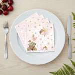 serviettes papier fées forêt enchantée anniversaire mariage baptême noël enfantin illustration fleurs coeurs