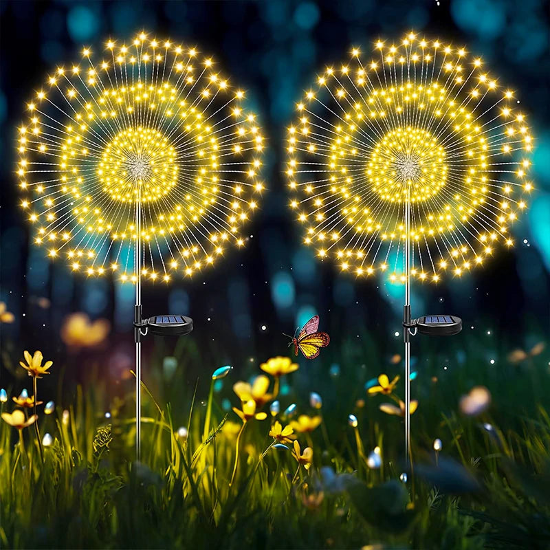 guirlande lumineuse solaire multicolore étoiles feu d'artifice décoration jardin extérieur cour patio terrasse moderne