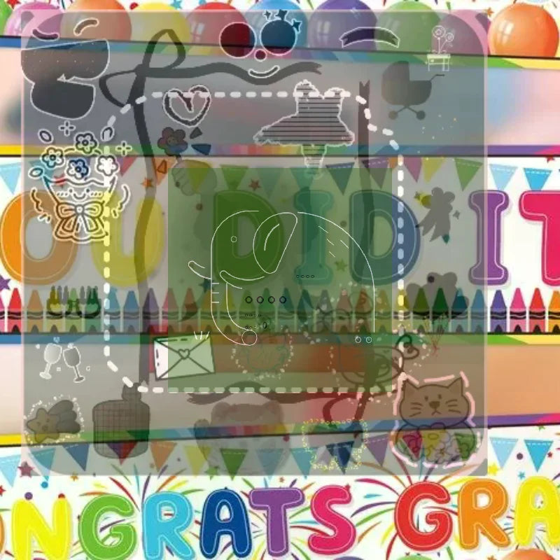 décorations festives multicolores congrats grad ballons crayons ciseaux enveloppe cloche lettres scolaires enfants