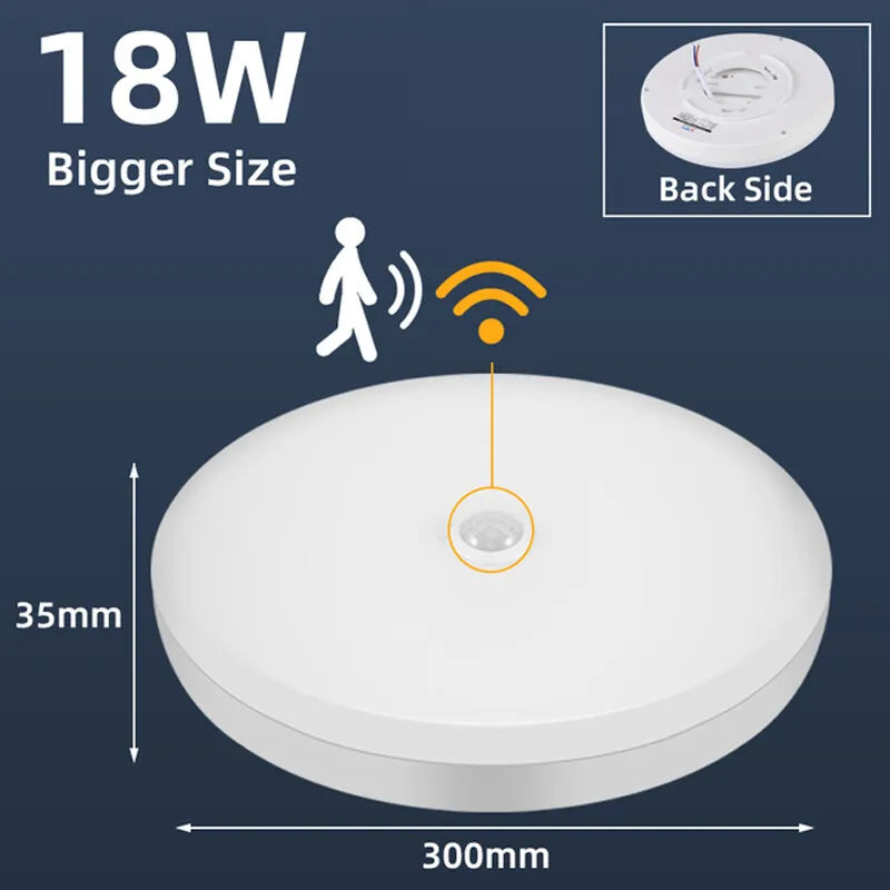 lampe led motion sensor veilleuse nuit chambre couloir salle bain blanc moderne radar 12w
